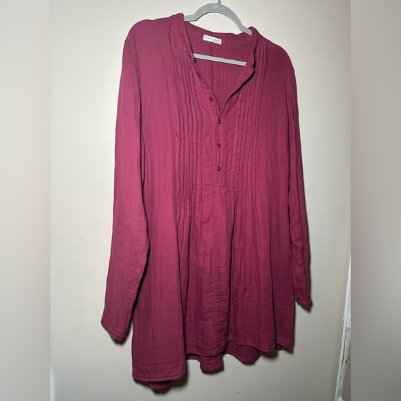 Free People X CP Shades Wine Yoko Tunic Top Women's Long Sleeve Size M - Picture 10 of 15